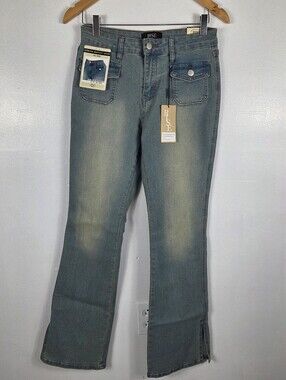 Rise Womens light wash boot cut 7 jeans pockets